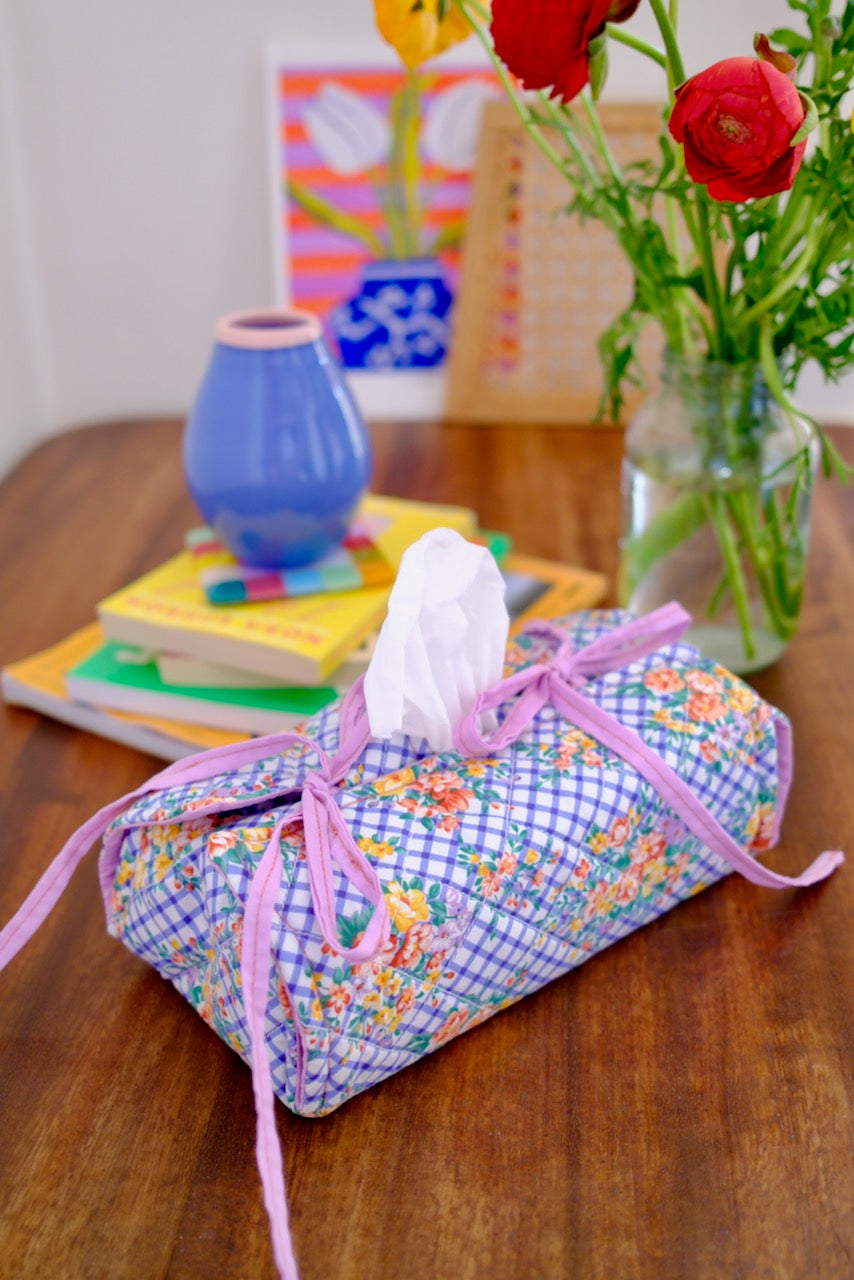 Floral Quilted Tissue Box Holder
