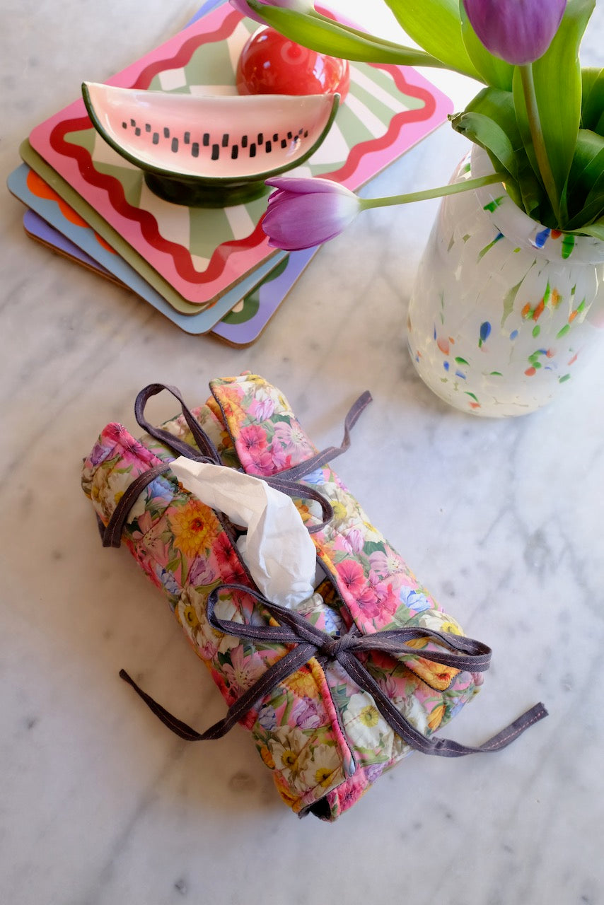 Melody Bloom Quilted Tissue Box Holder