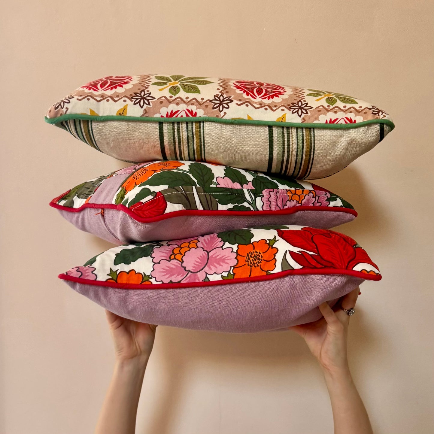 Geometric Leaf Print Cushion