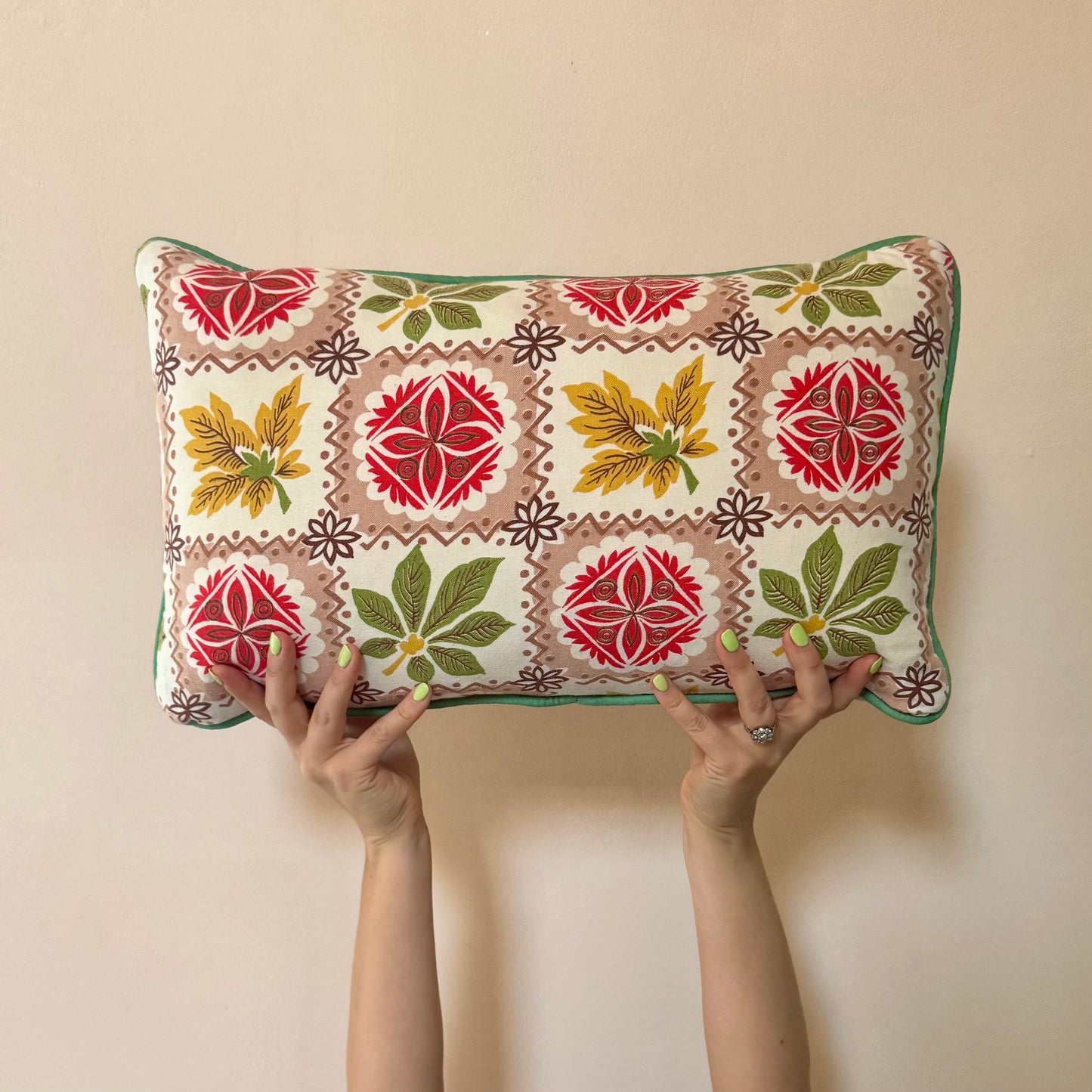 Geometric Leaf Print Cushion