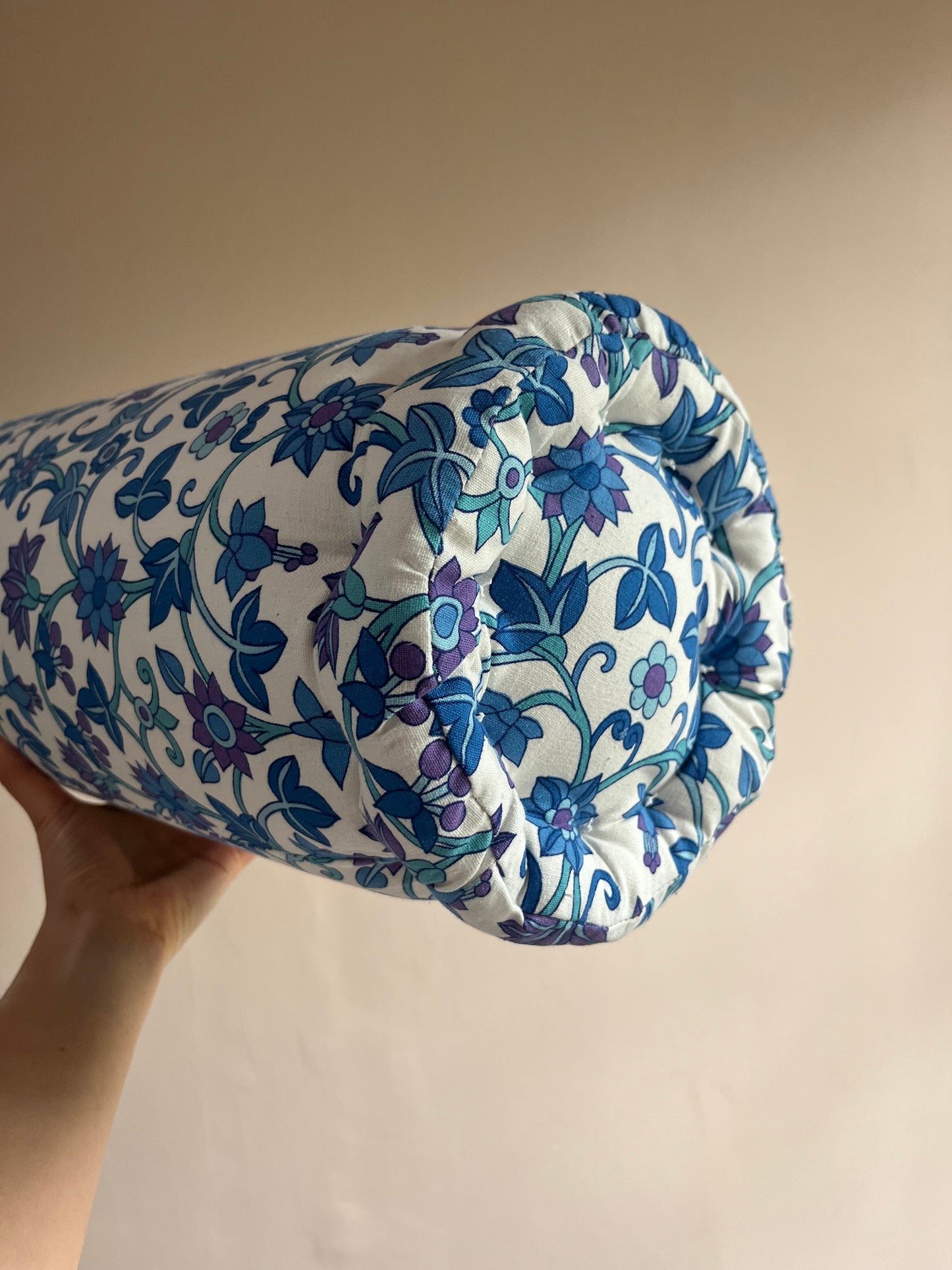 Round Bolster covered in Vintage 'Caribou' Fabric